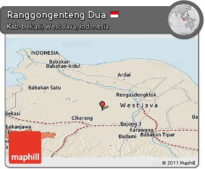 Shaded Relief Panoramic Map of Ranggongenteng Dua