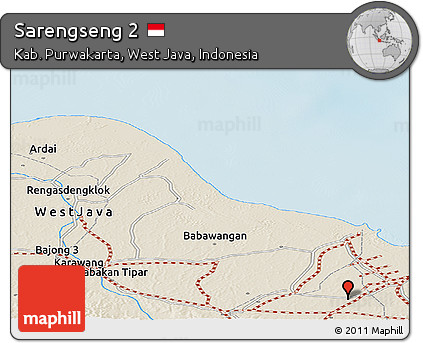 Shaded Relief Panoramic Map of Sarengseng 2
