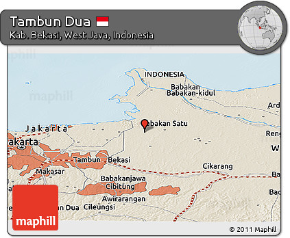 Shaded Relief Panoramic Map of Tambun Dua