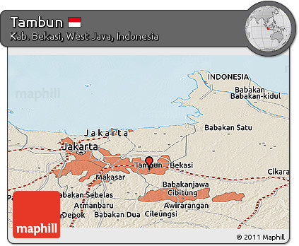 Shaded Relief Panoramic Map of Tambun