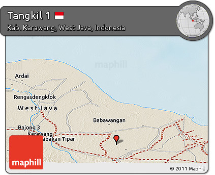 Shaded Relief Panoramic Map of Tangkil 1