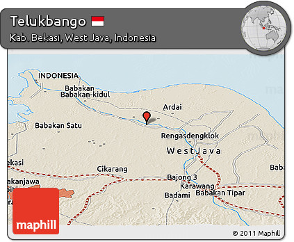Shaded Relief Panoramic Map of Telukbango