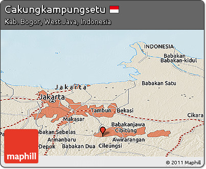 Shaded Relief Panoramic Map of Cakungkampungsetu