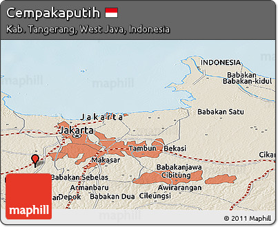 Shaded Relief Panoramic Map of Cempakaputih