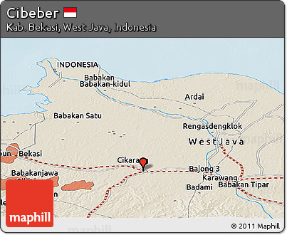 Shaded Relief Panoramic Map of Cibeber