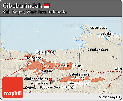 Shaded Relief Panoramic Map of Cibuburindah