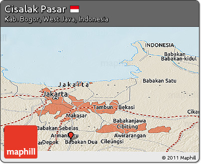 Shaded Relief Panoramic Map of Cisalak Pasar