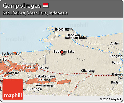Shaded Relief Panoramic Map of Gempolragas