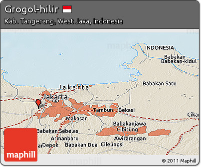 Shaded Relief Panoramic Map of Grogol-hilir