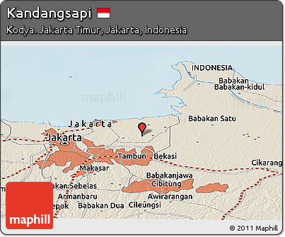Shaded Relief Panoramic Map of Kandangsapi