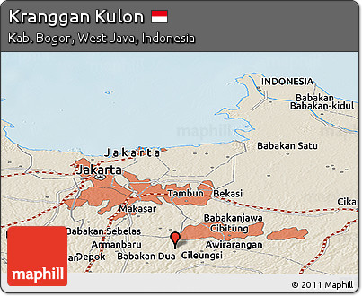 Shaded Relief Panoramic Map of Kranggan Kulon