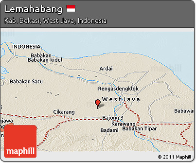 Shaded Relief Panoramic Map of Lemahabang