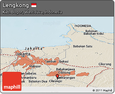 Shaded Relief Panoramic Map of Lengkong