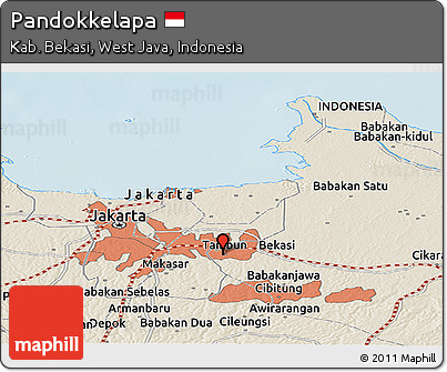 Shaded Relief Panoramic Map of Pandokkelapa
