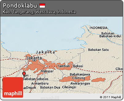 Shaded Relief Panoramic Map of Pondoklabu