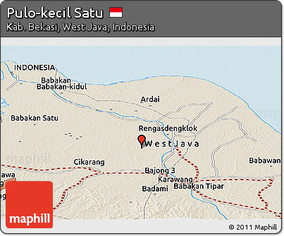 Shaded Relief Panoramic Map of Pulo-kecil Satu