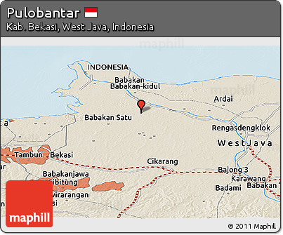 Shaded Relief Panoramic Map of Pulobantar