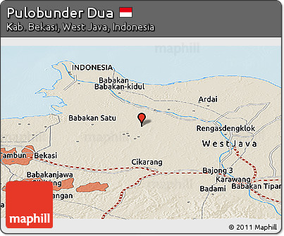 Shaded Relief Panoramic Map of Pulobunder Dua