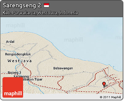 Shaded Relief Panoramic Map of Sarengseng 2