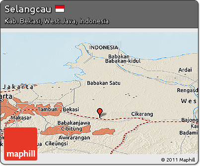 Shaded Relief Panoramic Map of Selangcau