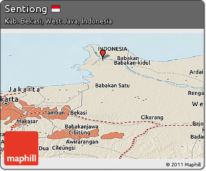 Shaded Relief Panoramic Map of Sentiong