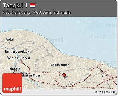 Shaded Relief Panoramic Map of Tangkil 1