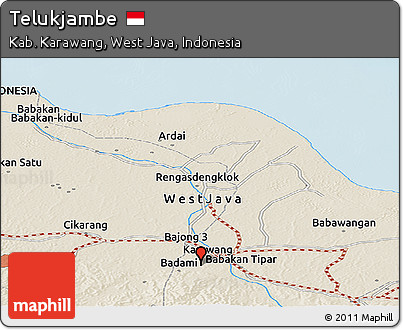 Shaded Relief Panoramic Map of Telukjambe