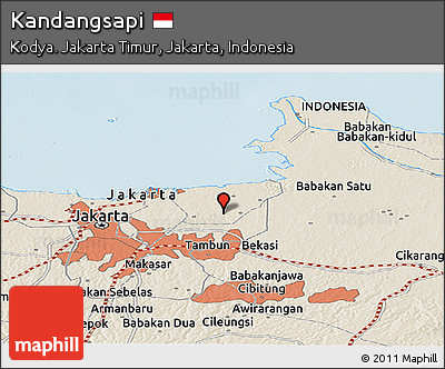 Shaded Relief Panoramic Map of Kandangsapi