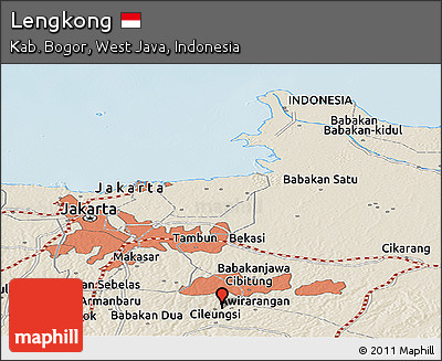 Shaded Relief Panoramic Map of Lengkong