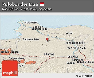 Shaded Relief Panoramic Map of Pulobunder Dua