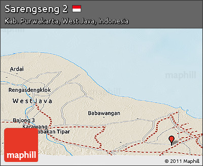 Shaded Relief Panoramic Map of Sarengseng 2