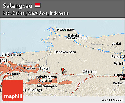 Shaded Relief Panoramic Map of Selangcau
