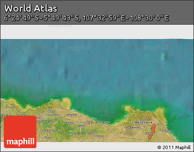 Satellite 3D Map of the Area around 6° 7' 16" S, 108° 1' 30" E