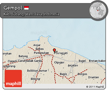 Shaded Relief 3D Map of Gempol