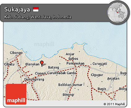 Shaded Relief 3D Map of Sukajaya