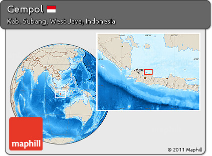 Shaded Relief Location Map of Gempol