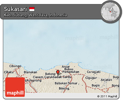 Shaded Relief Panoramic Map of Sukasari