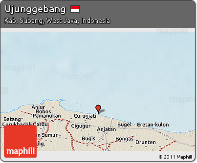 Shaded Relief Panoramic Map of Ujunggebang