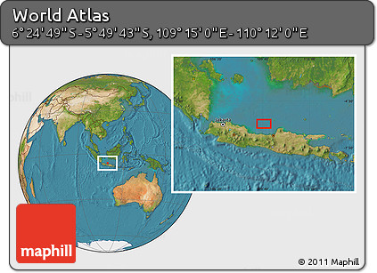 Satellite Location Map of the Area around 6° 7' 16" S, 109° 43' 29" E