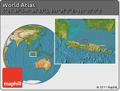 Satellite Location Map of the Area around 6° 7' 16" S, 109° 43' 29" E