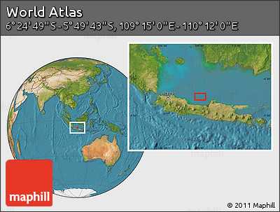 Satellite Location Map of the Area around 6° 7' 16" S, 109° 43' 29" E