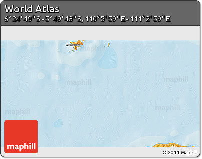 Political 3D Map of the Area around 6° 7' 16" S, 110° 34' 29" E