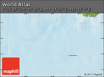 Physical Map of the Area around 6° 7' 16" S, 112° 16' 30" E