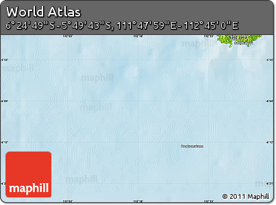 Physical Map of the Area around 6° 7' 16" S, 112° 16' 30" E