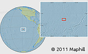 Savanna Style Location Map of the area around 6° 7' 16" S, 117° 13' 29" W, hill shading