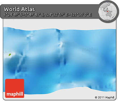 Physical 3D Map of the Area around 6° 7' 16" S, 125° 1' 30" E