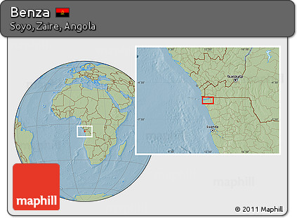Savanna Style Location Map of Benza, hill shading