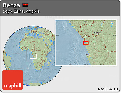 Savanna Style Location Map of Benza, hill shading