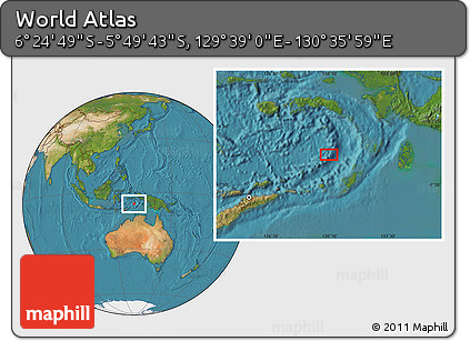 Satellite Location Map of the Area around 6° 7' 16" S, 130° 7' 30" E