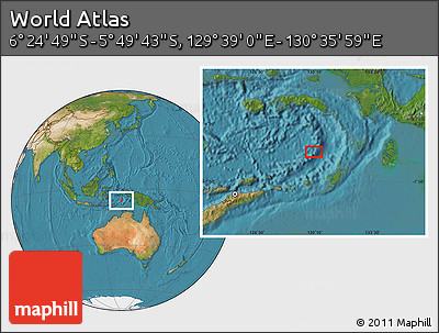 Satellite Location Map of the Area around 6° 7' 16" S, 130° 7' 30" E